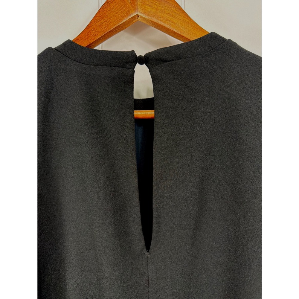 Abercrombie & Fitch Black Ruched Mini Dress Short Sleeve Keyhole Back M - Picture 11 of 16